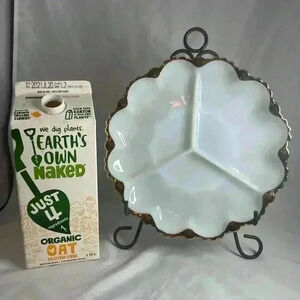 Anchor Hocking Milk  Glass divided relish dish​
